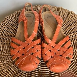 Earth Origins Belle Brielle Woven Leather Sandals Ginger Spice Women’s Size 8W